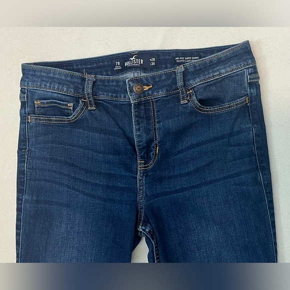 Hollister Dark Blue Mid-Rise Super Skinny Jeans Classic Stretch Women’s Size 7R - Picture 2 of 14